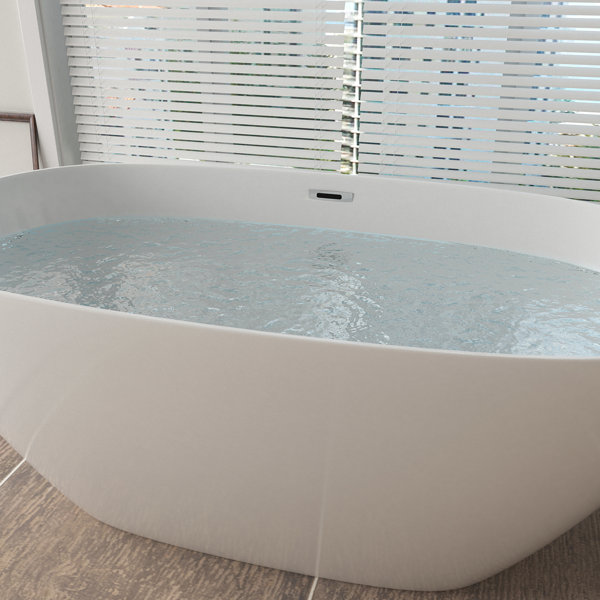 Topcraft 63"x 29"Acrylic Freestanding Bathtub, White Modern Soaking